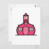 Het roze Schoolhouse Briefkaart (Voorkant / Achterkant)