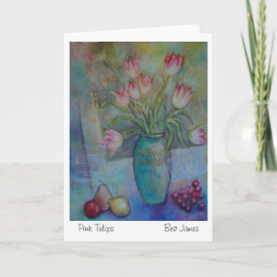 Het roze van de de groetenkaart van Tulpen lege Kaart