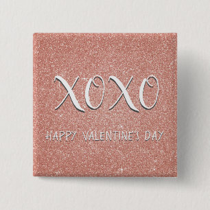 Het Roze van de Valentijnsdag XOXO nam Gouden Vierkante Button 5,1 Cm