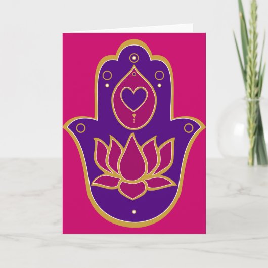 Het Roze van Hamsa Lotus van de henna Kaart (Voorkant)