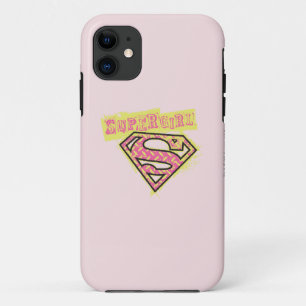 Het Roze van het Logo van Grunge van Supergirl iPhone 11 Hoesje