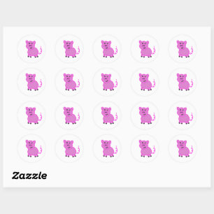 Het Roze Varken Met de Lange Staart Ronde Sticker