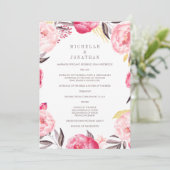 Het roze Waterverf Flower Wreated Wedding Programm Programma (Staand voorkant)