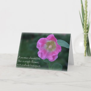 Het roze wenskaart van het de vrouwencitaat van de kaart