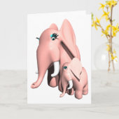 Het roze Wenskaart van Olifanten Kaart (Gele Bloem)