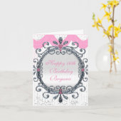 Het roze & Witte Fancy Wenskaart van de Verjaardag Kaart (Gele Bloem)