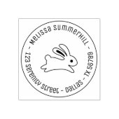 Het runnen van Bunny Rabbit Round Address Rubberstempel (Afrduk)