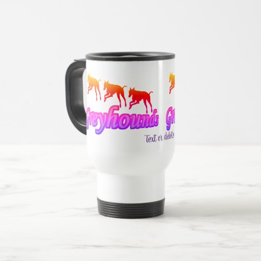 Het runnen van Greyhounds Rainbow Personalized Reisbeker (Voorkant links)