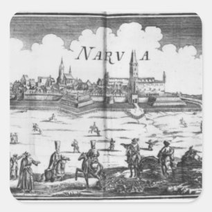 Het Russische leger bezoekt Narva in 1700 Vierkante Sticker