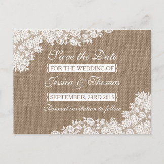 Het Rustic Burlap en het  witte Collectie Aankondigingskaart