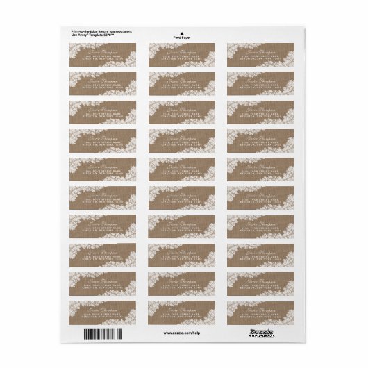Het Rustic Burlap en het  witte Collectie Etiket (Full Sheet)