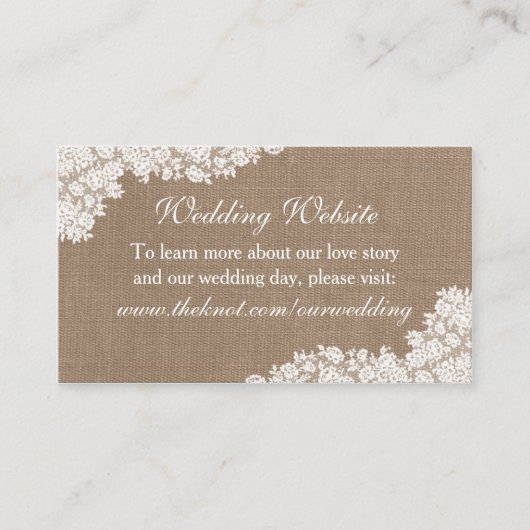 Het Rustic Burlap en het  witte Collectie Informatiekaartje (Voorkant)