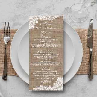 Het Rustic Burlap en het  witte Collectie Menu