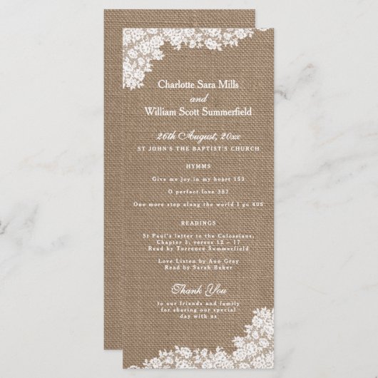 Het Rustic Burlap en het witte Collectie Programma (Voorkant / Achterkant)