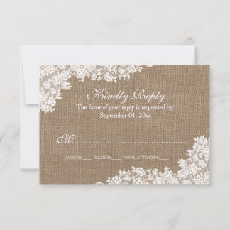 Het Rustic Burlap en het  witte Collectie RSVP Kaartje