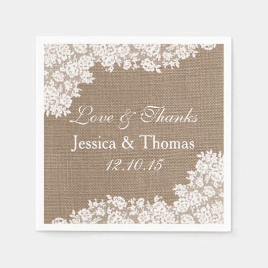 Het Rustic Burlap en het witte Collectie Servet (Voorkant)