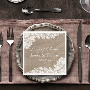 Het Rustic Burlap en het  witte Collectie Servet