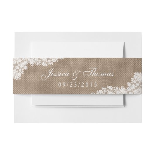 Het Rustic Burlap en het  witte Collectie Uitnodigingen Wikkel (Voorkant Voorbeeld)