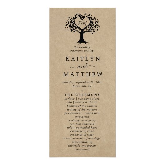 Het Rustic Heart Tree Wedding Collectie - Programm Reclamekaart (Voorkant)