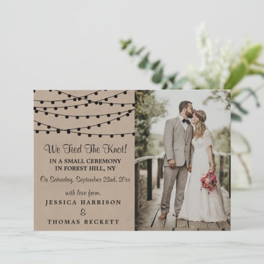 Het Rustic Kraft String Lights Wedding Collectie Aankondiging (Staand voorkant)