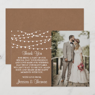 Het Rustic Kraft String Lights Wedding Collectie Bedankkaart