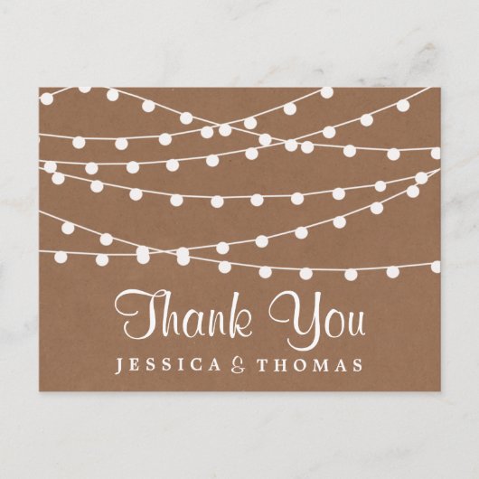 Het Rustic Kraft String Lights Wedding Collectie Briefkaart (Voorkant)