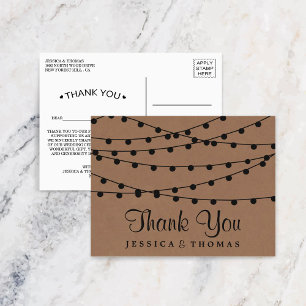 Het Rustic Kraft String Lights Wedding Collectie Briefkaart