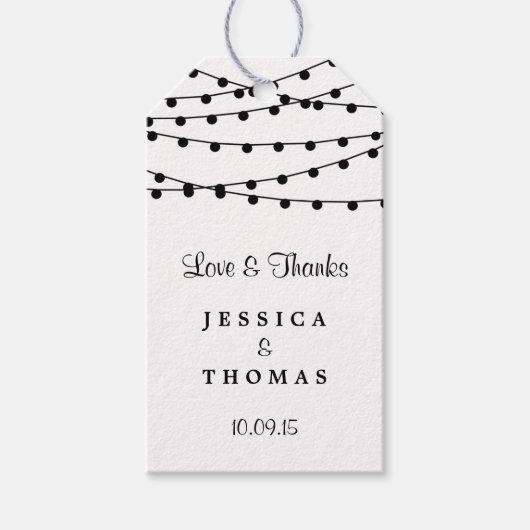 Het Rustic Kraft String Lights Wedding Collectie Cadeaulabel (Voorkant)