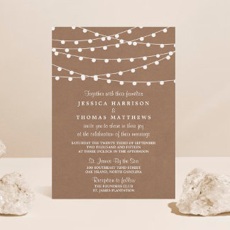 Het Rustic Kraft String Lights Wedding Collectie Kaart