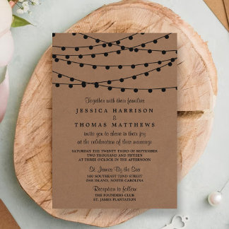 Het Rustic Kraft String Lights Wedding Collectie Kaart