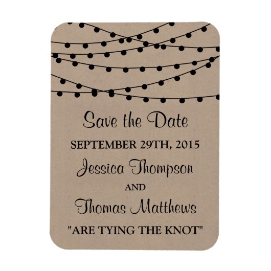 Het Rustic Kraft String Lights Wedding Collectie Magneet (Verticaal)