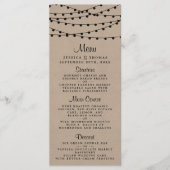 Het Rustic Kraft String Lights Wedding Collectie Menu (Voorkant)