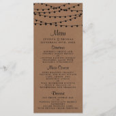 Het Rustic Kraft String Lights Wedding Collectie Menu (Voorkant)