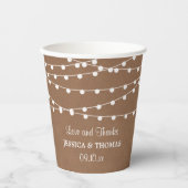 Het Rustic Kraft String Lights Wedding Collectie Papieren Bekers (Voorkant)