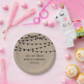 Het Rustic Kraft String Lights Wedding Collectie Papieren Bordje (Feest)