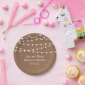 Het Rustic Kraft String Lights Wedding Collectie Papieren Bordje (Feest)