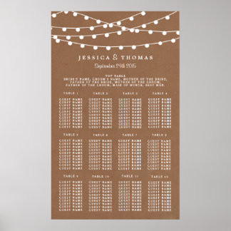 Het Rustic Kraft String Lights Wedding Collectie Poster
