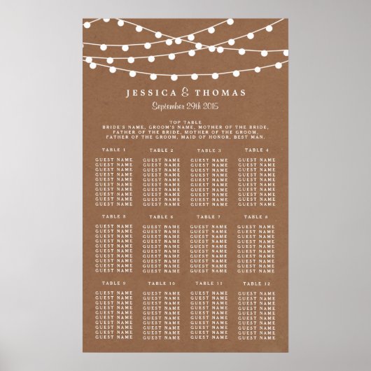 Het Rustic Kraft String Lights Wedding Collectie Poster (Voorkant)