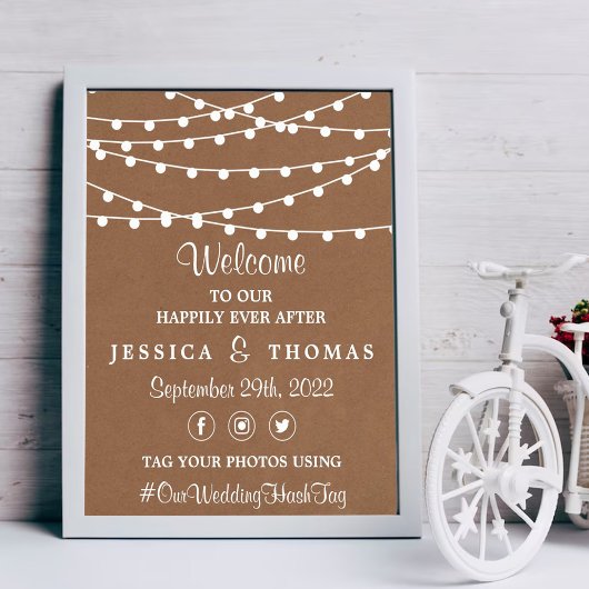 Het Rustic Kraft String Lights Wedding Collectie Poster