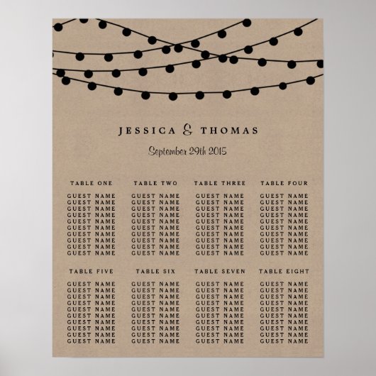 Het Rustic Kraft String Lights Wedding Collectie Poster (Voorkant)