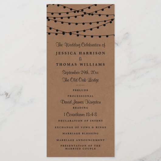 Het Rustic Kraft String Lights Wedding Collectie Programma (Voorkant)