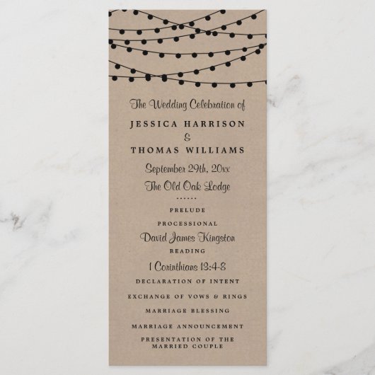 Het Rustic Kraft String Lights Wedding Collectie Programma (Voorkant)