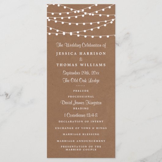 Het Rustic Kraft String Lights Wedding Collectie Programma (Voorkant)