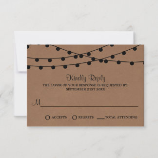 Het Rustic Kraft String Lights Wedding Collectie RSVP Kaartje