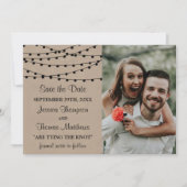 Het Rustic Kraft String Lights Wedding Collectie Save The Date (Voorkant)
