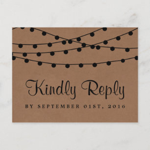 Het Rustic Kraft String Lights Wedding Collectie Uitnodiging Briefkaart