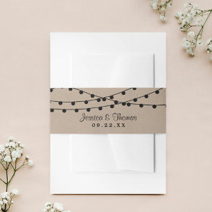 Het Rustic Kraft String Lights Wedding Collectie Uitnodigingen Wikkel