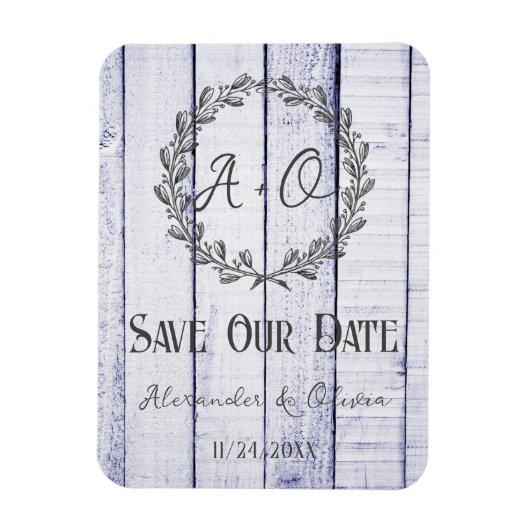 Het Rustic Monogram van de Lavender sparen de Magn Magneet (Verticaal)