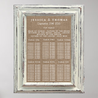 Het Rustic White Lijst & Burlap Wedding Collectie Poster