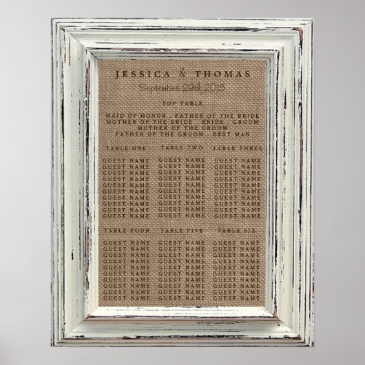 Het Rustic White Lijst & Burlap Wedding Collectie Poster (Voorkant)